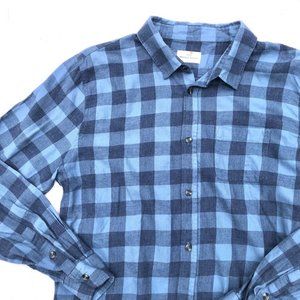 Marine Layer Blue Plaid Flannel Shirt Sz XL